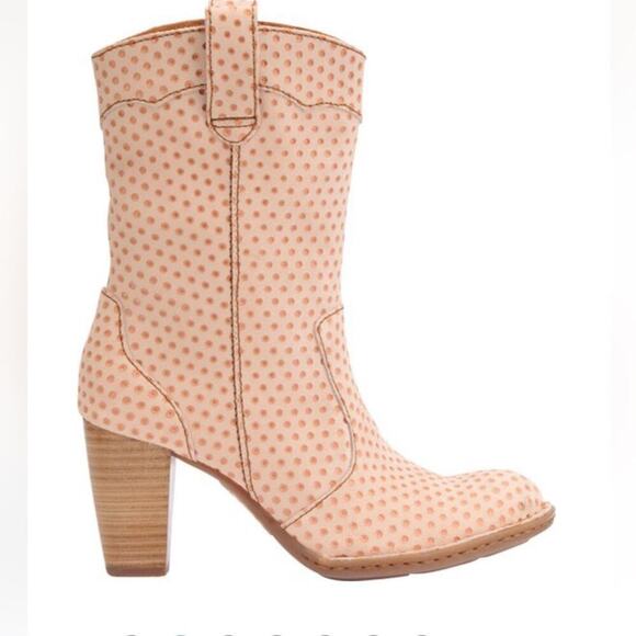 Born Genevieve polka dot stack heeled boots leather upper size 7.5 - Picture 10 of 12